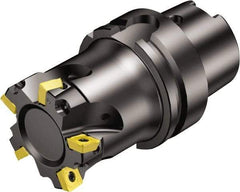 Sandvik Coromant - 7 Inserts, 50mm Cut Diam, 63mm Arbor Diam, 5.5mm Max Depth of Cut, Indexable Square-Shoulder Face Mill - 127mm High, 490R-08T308 Insert Compatibility, Through Coolant, Series CoroMill 490 - Benchmark Tooling