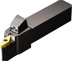 Sandvik Coromant - QS-TR-V..R/L..HP, Left Hand Cut, -3° Lead Angle, 25mm Shank Height x 25mm Shank Width, Neutral Rake Indexable Turning Toolholder - 128mm OAL, TR-VB1308 Insert Compatibility, Series CoroTurn TR - Benchmark Tooling