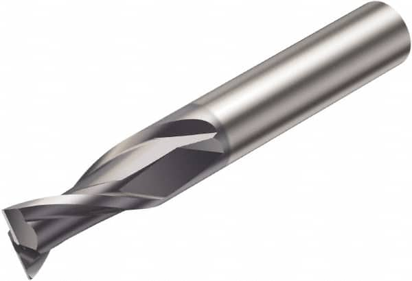 Sandvik Coromant - 12mm, 2 Flute, Solid Carbide, Corner Radius End Mill - 83mm OAL, 30° Helix, Right Hand Flute, 25.5mm LOC, Right Hand Cut - Benchmark Tooling