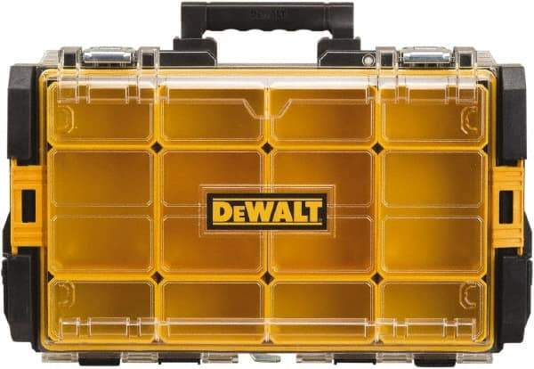 DeWALT - 12 Compartment Tool Organizer - 13-1/8" Wide x 4-1/2" Deep x 21-5/8" High, Polycarbonate, Black - Benchmark Tooling