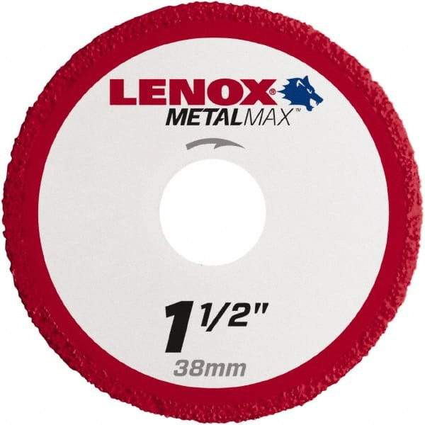 Lenox - 1-1/2" 40/50 Grit Diamond Cutoff Wheel - 0.05" Thick, 3/8" Arbor, 40,200 Max RPM, Use with Die Grinders - Benchmark Tooling