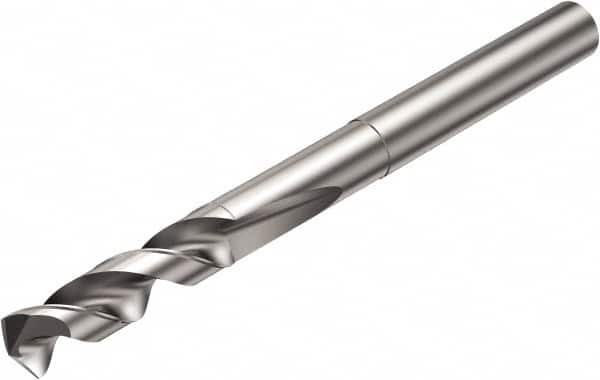 Sandvik Coromant - 9.55mm 135° Solid Carbide Jobber Drill - Uncoated, Right Hand Cut, Cylindrical Shank, 93mm OAL - Benchmark Tooling