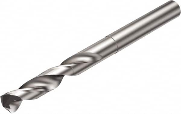 Sandvik Coromant - 9.55mm 135° Solid Carbide Jobber Drill - Uncoated, Right Hand Cut, Cylindrical Shank, 93mm OAL - Benchmark Tooling