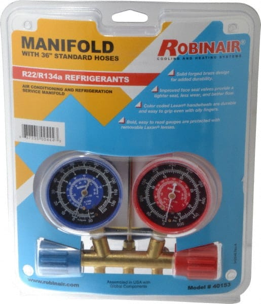 OTC - Standard Side Wheel Automotive Manifold Gauge with 1/4" Fittings - Exact Industrial Supply