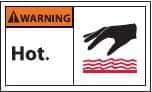 NMC - Accident Prevention Label, Header: WARNING - Legend: Warning - Hot, English, Black & Orange, 5" Long x 3" High, Sign Muscle Finish - Benchmark Tooling