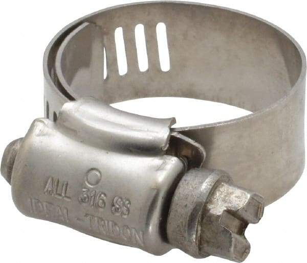 IDEAL TRIDON - SAE Size 8, 1/2 to 1" Diam, Stainless Steel Lined Worm Drive Clamp - Material Grade 316 - Benchmark Tooling