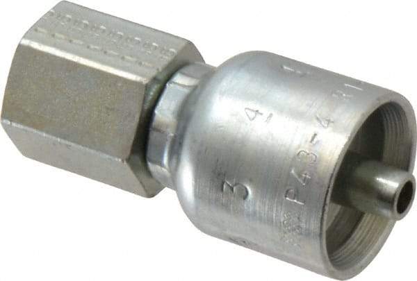 Parker - 1/4-18 NPTF Steel Hydraulic Hose Female Rigid Fitting - -4 Hose Size, 1/4" Hose Diam, Series 43 - Benchmark Tooling