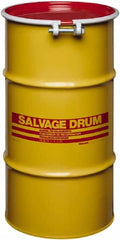 Made in USA - 16 Gallon Cylindrical Carbon Steel Open Head Drum - 27" High x 14" Diam - Benchmark Tooling