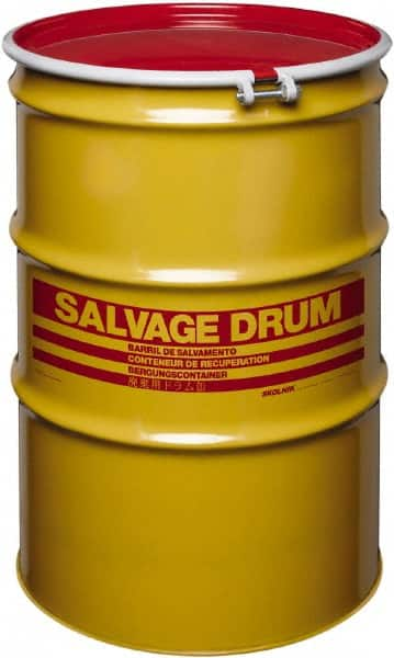 Made in USA - 85 Gallon Cylindrical Carbon Steel Open Head Drum - 37" High x 26" Diam - Benchmark Tooling