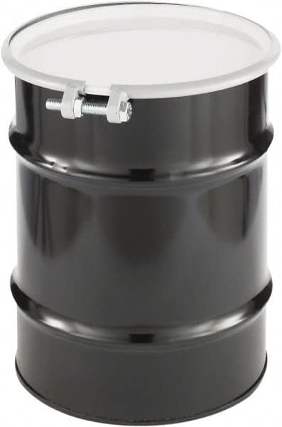 Made in USA - 10 Gallon Cylindrical Carbon Steel Open Head Drum - 17" High x 14" Diam - Benchmark Tooling