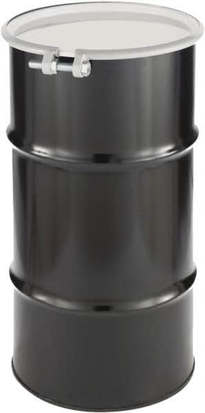 Made in USA - 16 Gallon Cylindrical Carbon Steel Open Head Drum - 27" High x 14" Diam - Benchmark Tooling