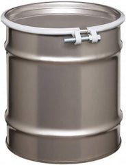 Made in USA - 10 Gallon Cylindrical Stainless Steel Open Head Drum - 17" High x 14" Diam - Benchmark Tooling