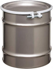 Made in USA - 20 Gallon Cylindrical Stainless Steel Open Head Drum - 19-1/4" High x 18-1/4" Diam - Benchmark Tooling