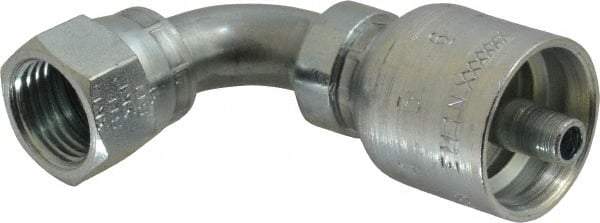 Parker - 9/16-18 Female JIC Steel Hydraulic Hose Female JIC Swivel & 90° Elbow & Short Drop - -4 Hose Size, 1/4" Hose Diam, Series 43 - Benchmark Tooling