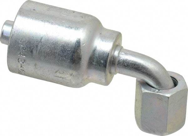 Parker - 9/16-18 Female JIC Steel Hydraulic Hose Female JIC Swivel & 90° Elbow & Short Drop - -6 Hose Size, 3/8" Hose Diam, Series 43 - Benchmark Tooling