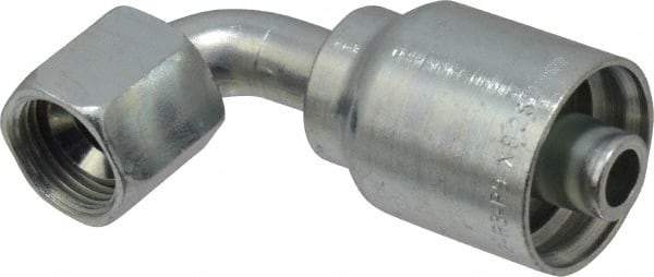Parker - 3/4-16 Female JIC Steel Hydraulic Hose Female JIC Swivel & 90° Elbow & Short Drop - -8 Hose Size, 1/2" Hose Diam, Series 43 - Benchmark Tooling