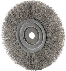 Weiler - 8" OD, 3/4" Arbor Hole, Crimped Stainless Steel Wheel Brush - 0.0118" Filament Diam - Benchmark Tooling