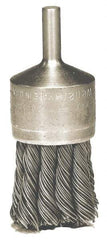 Weiler - 1-1/8" Brush Diam, Knotted, End Brush - 1/4" Diam Shank, 20,000 Max RPM - Benchmark Tooling