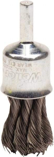 Weiler - 3/4" Brush Diam, Knotted, End Brush - 1/4" Diam Shank, 20,000 Max RPM - Benchmark Tooling