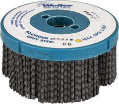 Weiler - 4" 80 Grit Silicon Carbide Disc Brush - Medium Grade, Plain Hole Connector, 1-1/2" Trim Length, 7/8" Arbor Hole - Benchmark Tooling