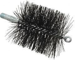 Schaefer Brush - 4-1/2" Brush Length, 4" Diam, Double Stem, Double Spiral Tube Brush - 7-1/2" Long, Tempered Steel Wire, 1/4" NPT Male Connection - Benchmark Tooling