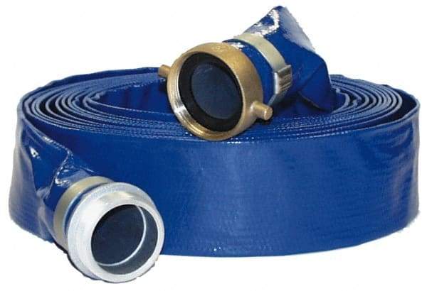 Alliance Hose & Rubber - -10 to 150°F, 1-1/2" Inside x 1.62" Outside Diam, PVC Liquid Suction & Discharge Hose - Blue, 100' Long, 75 psi Working & 225 psi Brust Pressure - Benchmark Tooling