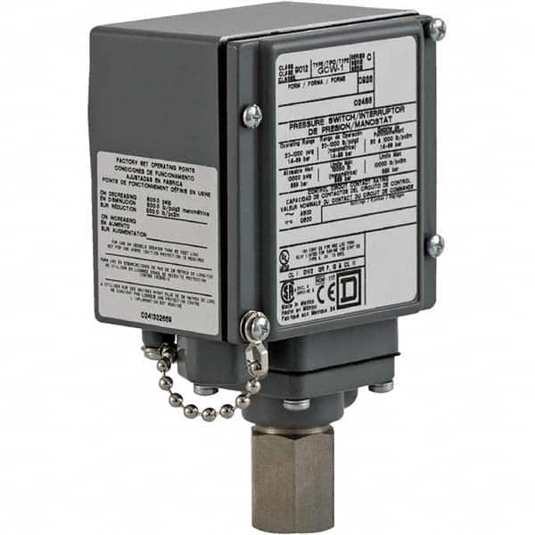 Square D - 4, 13 and 4X NEMA Rated, DPDT, 170 to 5,600 psi, Electromechanical Pressure and Level Switch - Exact Industrial Supply