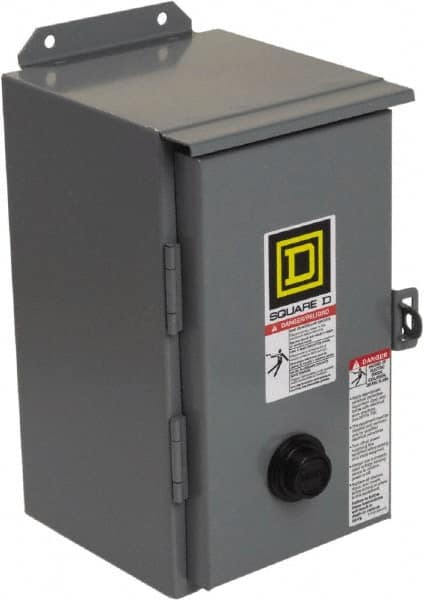 Square D - 110 Coil VAC at 50 Hz, 120 Coil VAC at 60 Hz, 27 Amp, NEMA Size 1, Nonreversible Enclosed Enclosure NEMA Motor Starter - 2 hp at 1 Phase, 12 Enclosure Rating - Benchmark Tooling