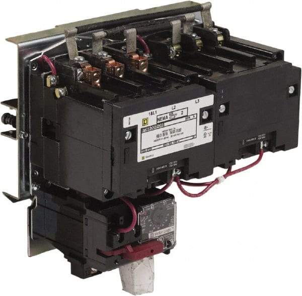 Square D - 110 Coil VAC at 50 Hz, 120 Coil VAC at 60 Hz, 45 Amp, NEMA Size 2, Reversible Open Enclosure NEMA Motor Starter - 3 Phase hp: 10 at 200 VAC, 15 at 230 VAC, 25 at 460 VAC, 25 at 575 VAC - Benchmark Tooling