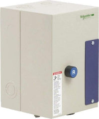 Schneider Electric - 9 Amp, 24 Coil VAC, Nonreversible Enclosed IEC Motor Starter - 1 Phase Hp: 0.3 at 120 VAC, 1 at 240 VAC, 3 Phase Hp: 2 at 208 VAC, 2 at 230 VAC, 5 at 460 VAC, 7.5 at 575 VAC - Benchmark Tooling