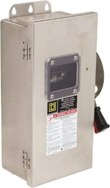 Square D - 30 Amp, 600 VAC/VDC, 3 Pole Nonfused Safety Switch - NEMA 12, 3, 3R, 4 & 4X, 10 hp at 600 VAC, 15 at 600 VDC (Single Phase), 30 hp at 600 VAC, 15 hp at 600 VDC (Triple Phase) - Benchmark Tooling