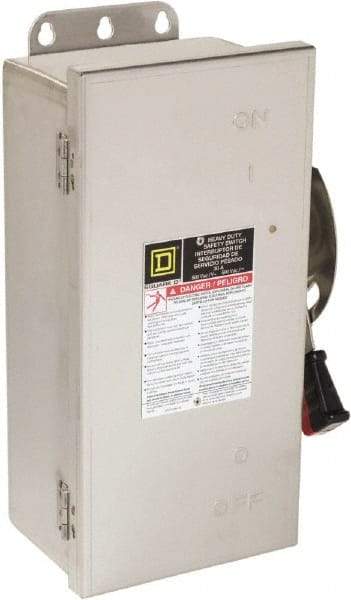 Square D - 30 Amp, 600 VAC/VDC, 3 Pole Nonfused Safety Switch - NEMA 12, 3, 3R, 4 & 4X, 10 hp at 600 VAC, 15 at 600 VDC (Single Phase), 30 hp at 600 VAC, 15 hp at 600 VDC (Triple Phase), 3PST Contact Form - Benchmark Tooling