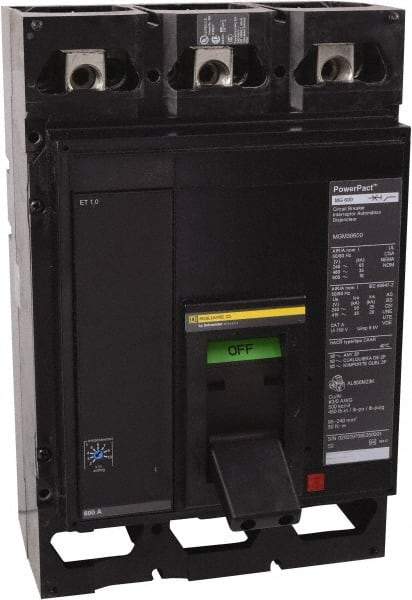 Square D - 800 Amp, 600 V, 3 Pole, Panel Mount Molded Case Circuit Breaker - Multiple Breaking Capacity Ratings - Benchmark Tooling