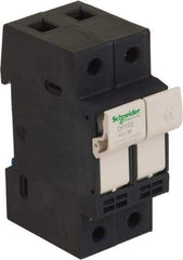 Schneider Electric - 2 Pole, 600 Volt, 32 Amp, DIN Rail Mount Fuse Holder - Compatible with 38mm Long x 35mm Wide and 10mm Diameter Fuse - Benchmark Tooling