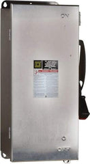 Square D - 100 Amp, 240 VAC, 250 VDC, 2 Pole Fused Safety Switch - NEMA 12, 3, 3R, 4 & 4X, 15 hp at 240 VAC, 20 hp at 250 VDC (Single Phase), 30 hp at 240 Vac, 20 hp at 250 VDC (Triple Phase), DPST Contact Form - Benchmark Tooling