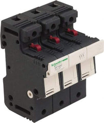 Schneider Electric - 3 Pole, 600 Volt, 50 Amp, DIN Rail Mount Fuse Holder - Compatible with 51mm Long x 70mm Wide and 14mm Diameter Fuse - Benchmark Tooling