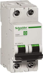 Schneider Electric - 10 Amp, 440 VAC, 2 Pole, DIN Rail Mounted Miniature Circuit Breaker - Magnetic Trip, Multiple Breaking Capacity Ratings, 18-4 AWG, 76mm Deep x 81mm High x 36mm Wide - Benchmark Tooling