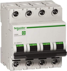 Schneider Electric - 40 Amp, 440 VAC, 4 Pole, DIN Rail Mounted Miniature Circuit Breaker - Magnetic Trip, Multiple Breaking Capacity Ratings, 18-2 AWG, 76mm Deep x 81mm High x 72mm Wide - Benchmark Tooling