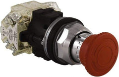 Schneider Electric - Extended Mushroom Head Pushbutton Switch Emergency Stop - Red, Round Button - Benchmark Tooling