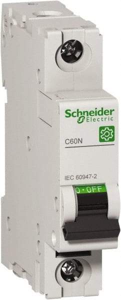 Schneider Electric - 6 Amp, 440 VAC, 1 Pole, DIN Rail Mounted Miniature Circuit Breaker - Magnetic Trip, Multiple Breaking Capacity Ratings, 18-4 AWG, 76mm Deep x 81mm High x 18mm Wide - Benchmark Tooling