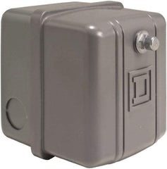 Square D - 1 NEMA Rated, DPST, 60 to 80 psi, Electromechanical, Snap Action Pressure and Level Switch - Adjustable Pressure, 460/575 VAC, 1/4 Inch Connector, Screw Terminal, For Use with Air Compressors, Power Circuits, Water Pumps - Benchmark Tooling