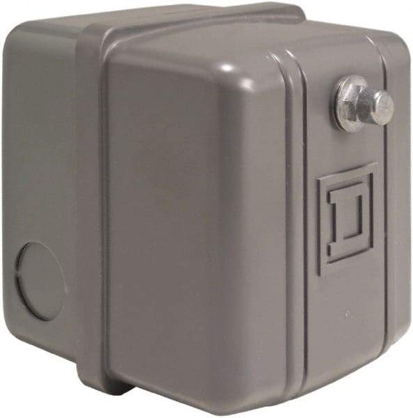 Square D - 1 NEMA Rated, DPST, 20 to 40 psi, Electromechanical, Snap Action Pressure and Level Switch - Adjustable Pressure, 460/575 VAC, 1/4 Inch Connector, Screw Terminal, For Use with Air Compressors, Power Circuits, Water Pumps - Benchmark Tooling