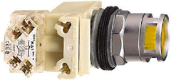 Schneider Electric - 30mm Mount Hole, Flush, Pushbutton Switch - Octagon, Amber Pushbutton, Illuminated, Momentary (MO) - Benchmark Tooling