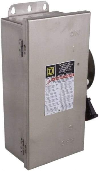 Square D - 100 Amp, 600 VAC/VDC, 3 Pole Fused Safety Switch - NEMA 12, 3, 3R, 4 & 4X, 30 hp at 480 VAC (Single Phase), 75 hp at 600 VAC, 50 hp at 600 VDC (Triple Phase), 3PST Contact Form - Benchmark Tooling