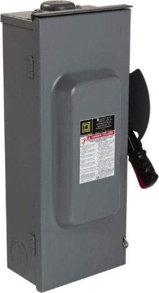 Square D - 100 Amp, 600 VAC/VDC, 3 Pole Nonfused Safety Switch - NEMA 3R, 40 hp at 600 VAC, 50 hp at 600 VDC (Single Phase), 100 hp at 600 VAC, 50 hp at 600 VDC (Triple Phase), 3PST Contact Form - Benchmark Tooling