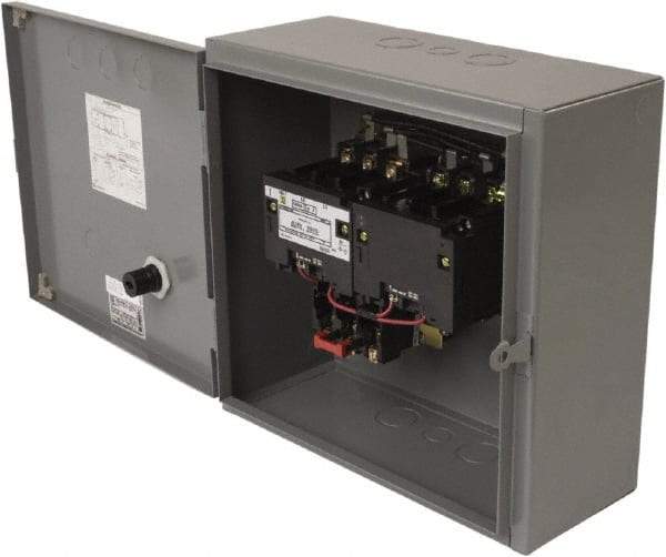 Square D - 110 Coil VAC at 50 Hz, 120 Coil VAC at 60 Hz, 45 Amp, NEMA Size 2, Reversible Enclosed Enclosure NEMA Motor Starter - 3 Phase hp: 10 at 200 VAC, 15 at 230 VAC, 25 at 460 VAC, 25 at 575 VAC, 1 Enclosure Rating - Benchmark Tooling