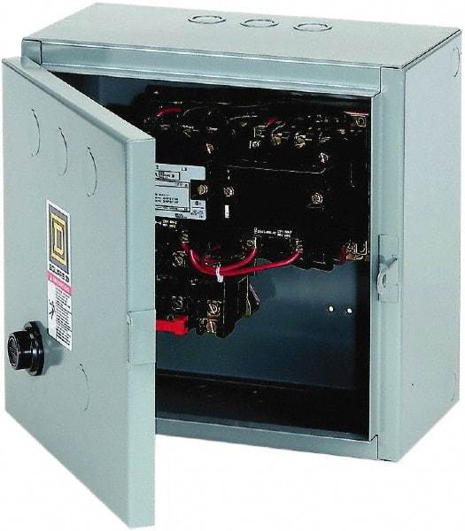 Square D - 208 Coil VAC at 60 Hz, 18 Amp, Reversible Enclosed Enclosure NEMA Motor Starter - 3 Phase hp: 3 at 200 VAC, 3 at 230 VAC, 5 at 460 VAC, 5 at 575 VAC, 1 Enclosure Rating - Benchmark Tooling