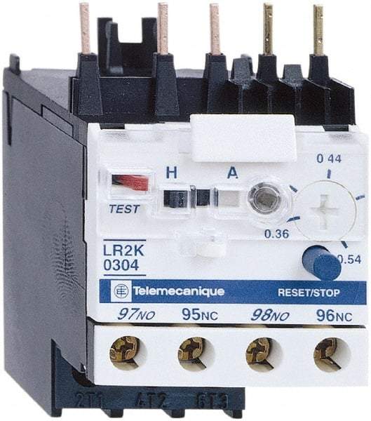 Schneider Electric - 0.36 to 0.54 Amp, 250 VDC, 690 Volt and 690 VAC, Thermal IEC Overload Relay - Trip Class 10A, For Use with LC1K, LC7K, LP1K and LP4K - Benchmark Tooling