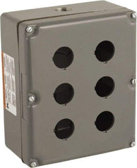 Schneider Electric - 6 Hole, 30mm Hole Diameter, Zinc Alloy Pushbutton Switch Enclosure - 3, 4, 13 NEMA Rated - Benchmark Tooling