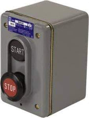 Schneider Electric - 2 Operator, Flush Pushbutton, Mushroom Head Control Station - Start, Stop (Legend), Momentary Switch, NO/NC Contact, NEMA 1, 4 - Benchmark Tooling